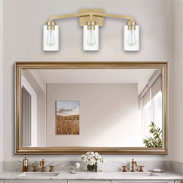 Lampada da parete cilindrica industriale in ottone per bagno S145