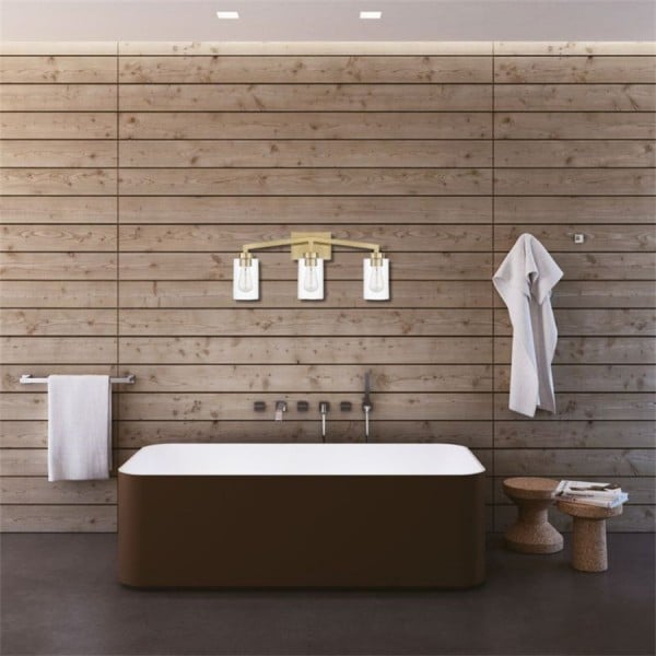 Lampada da parete cilindrica industriale in ottone per bagno S145