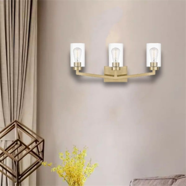 Lampada da parete cilindrica industriale in ottone per bagno S145