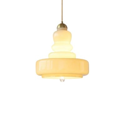 바우하우스 빈티지 크림 유리 펜던트 램프 S174
