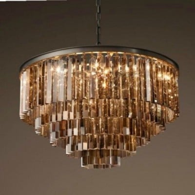 Lustre Vintage à Prisme en Cristal