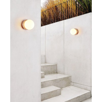 Japanese Style Wabi-Sabi Travertine Spherical Wall Lamp M575