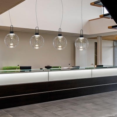 Lampe à suspension en verre transparent de style boule M524