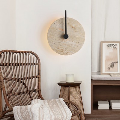 Simple Clock-Shaped Travertine Wall Lamp M509