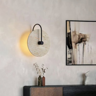 Simple Clock-Shaped Travertine Wall Lamp M509