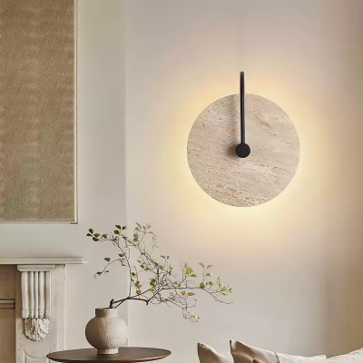 Simple Clock-Shaped Travertine Wall Lamp M509