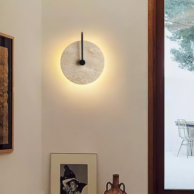 Simple Clock-Shaped Travertine Wall Lamp M509