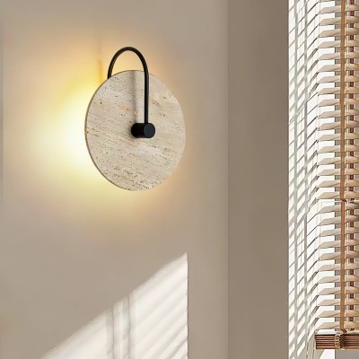 Simple Clock-Shaped Travertine Wall Lamp M509