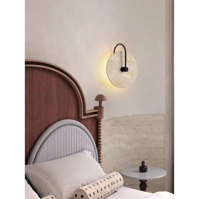 Simple Clock-Shaped Travertine Wall Lamp M509