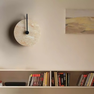 Simple Clock-Shaped Travertine Wall Lamp M509