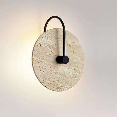 Simple Clock-Shaped Travertine Wall Lamp M509