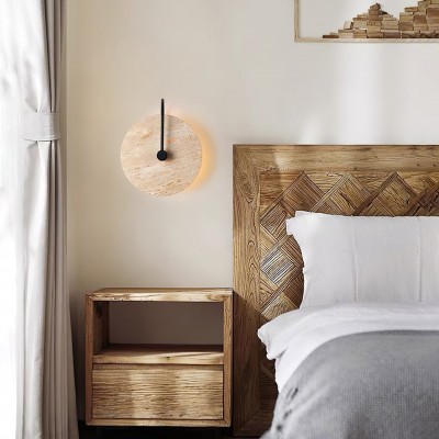 Simple Clock-Shaped Travertine Wall Lamp M509