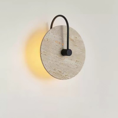 Simple Clock-Shaped Travertine Wall Lamp M509