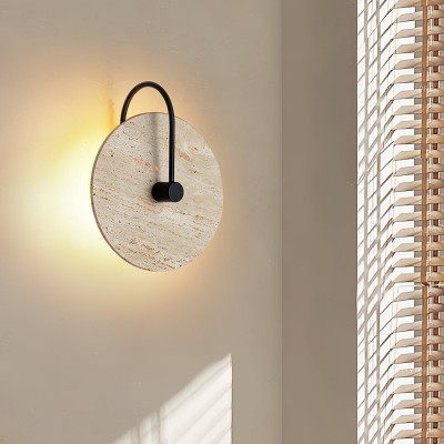 Simple Clock-Shaped Travertine Wall Lamp M509