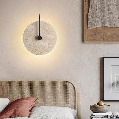 Simple Clock-Shaped Travertine Wall Lamp M509
