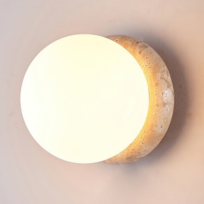 Japanese Style Wabi-Sabi Travertine Spherical Wall Lamp M575