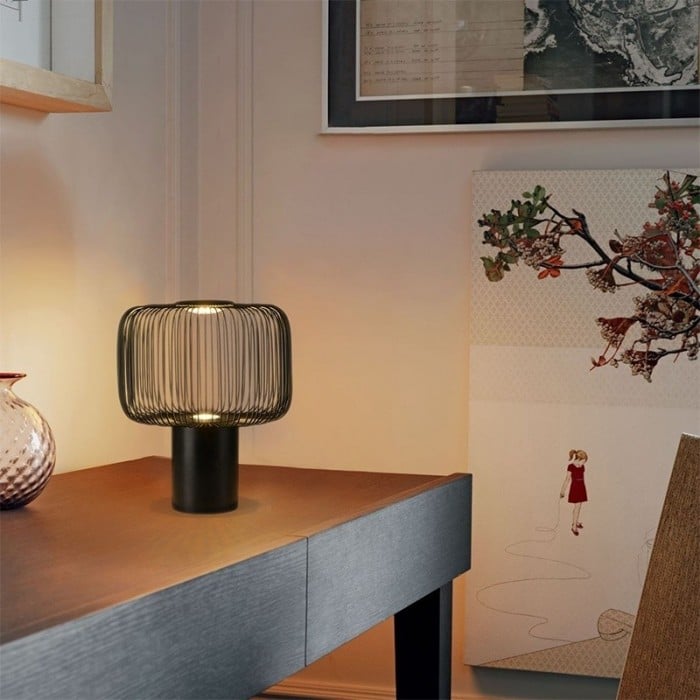 Lampe de table cage à oiseaux