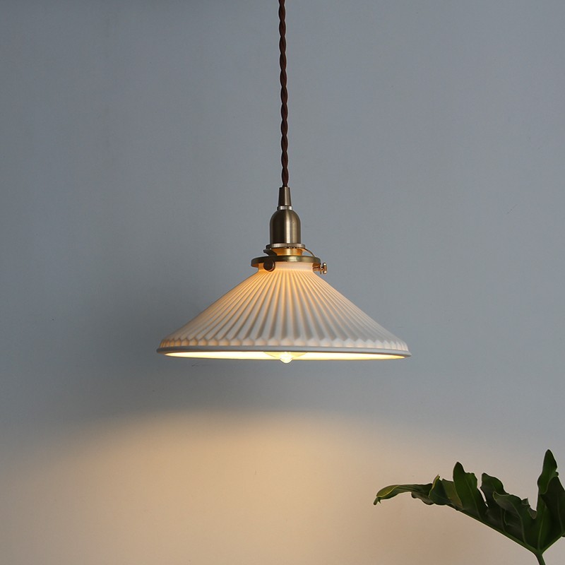 Moderne geplooide keramische hanglamp