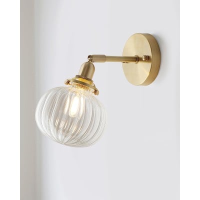 Lampada da parete in ottone e vetro in stile giapponese vintage M234