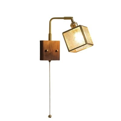 Square Glass Adjustable Wooden Wall Lamp M247