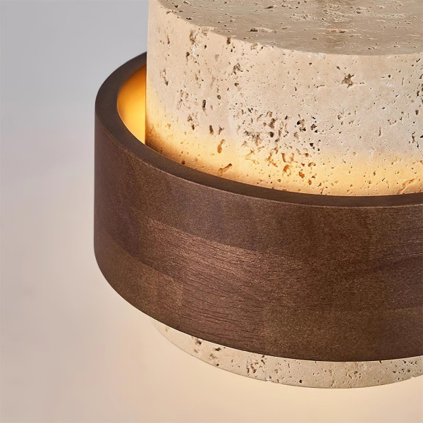 Natural Cylindrical Travertine Walnut Pendant Light M169