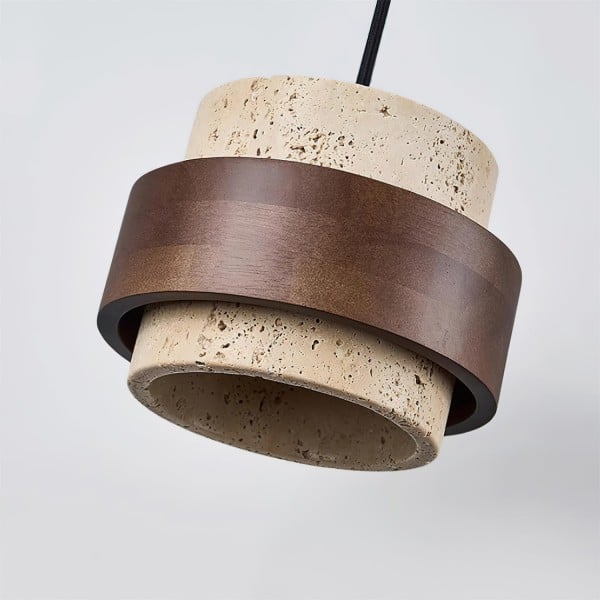 Natural Cylindrical Travertine Walnut Pendant Light M169