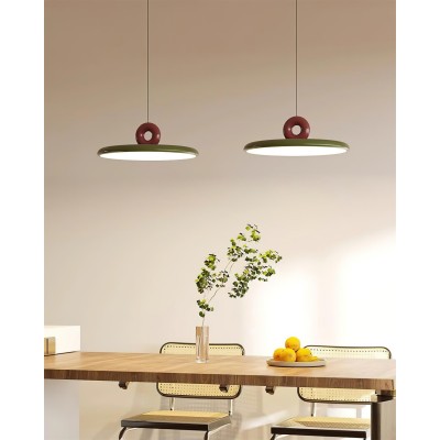 Vertikale Pendelleuchte mit fliegender Untertasse im cremefarbenen Stil M167