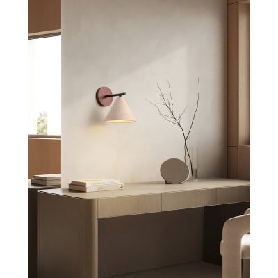 トラバーチンウォールナットコーンスコンス - 天然石ウォールランプ M56