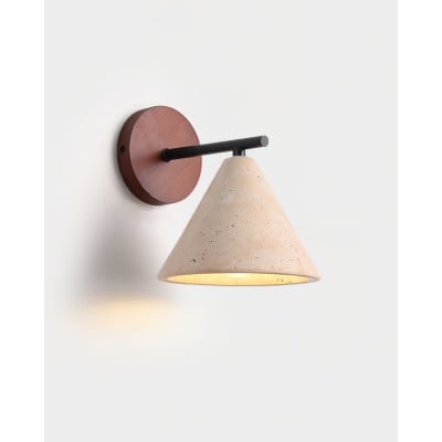 トラバーチンウォールナットコーンスコンス - 天然石ウォールランプ M56