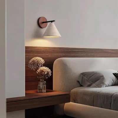 トラバーチンウォールナットコーンスコンス - 天然石ウォールランプ M56