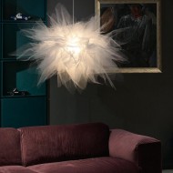 Lampe à suspension en coton blanc
