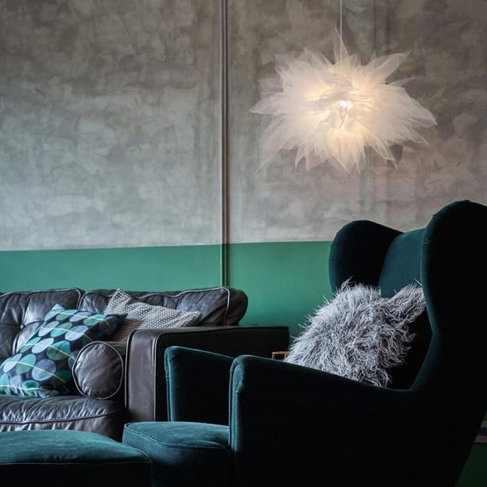 Lampe à suspension en coton blanc