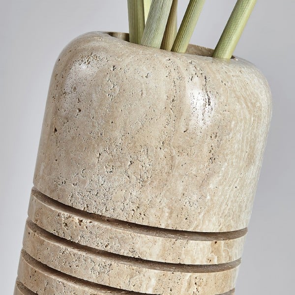 Lámpara de pie antigua creativa de travertino amarillo G07