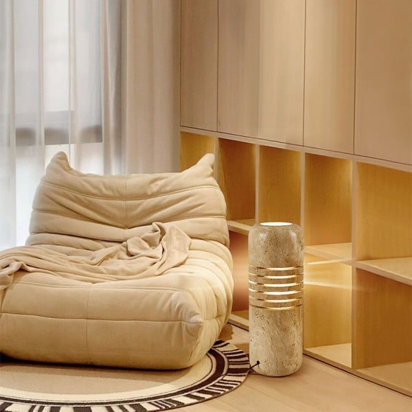 Lámpara de pie antigua creativa de travertino amarillo G07