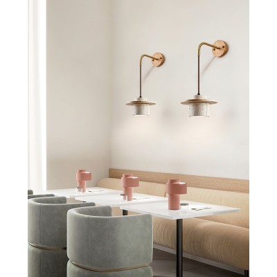 レトロな侘び寂びの質感のトラバーチン製ウォールランプ G12