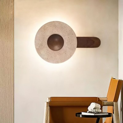 Yellow Travertine Wood Wall Lamp G36