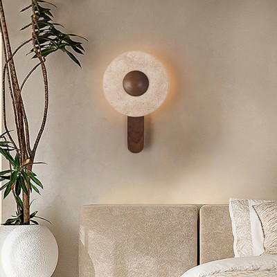Yellow Travertine Wood Wall Lamp G36