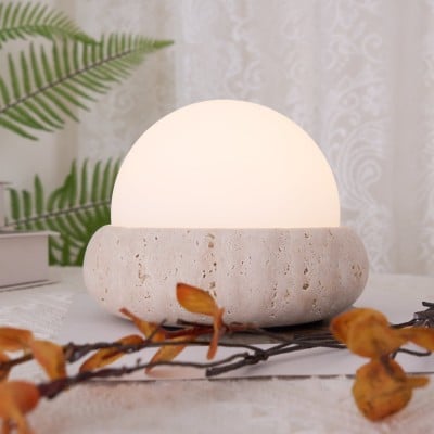 Modern Travertine Cute Mini Orb Table Lamp G40