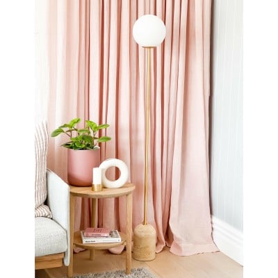 Modern Minimalist Travertine Base Glass Orb Floor Lamp G61