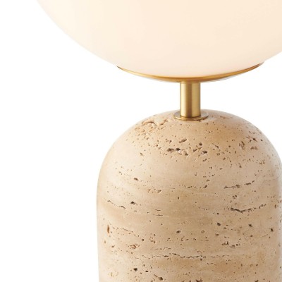 Modern Minimalist Travertine Base Glass Orb Table Lamp G62