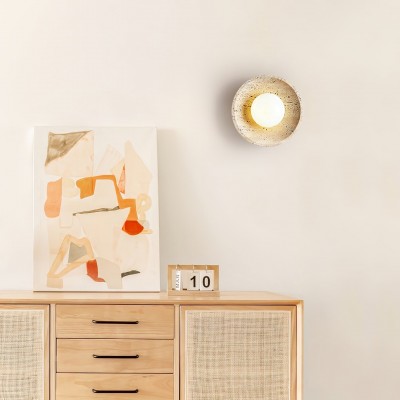 レトロな侘び寂びトラバーチン月食ウォールライト G64