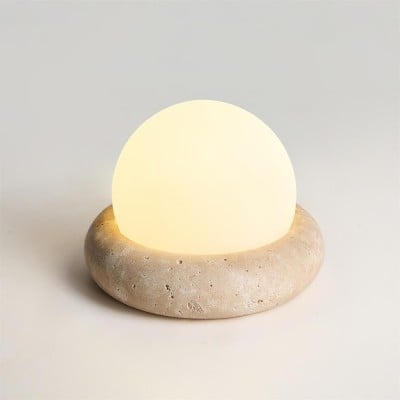 Modern Travertine Cute Mini Orb Table Lamp G40