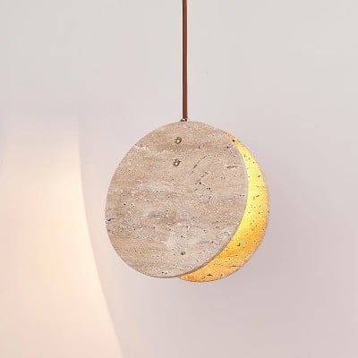 Stone Textured Disc Pendant Light G60