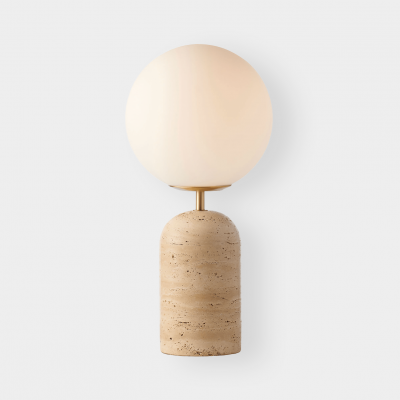 Modern Minimalist Travertine Base Glass Orb Table Lamp G62