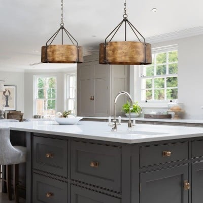 Vintage Messing Trommel Pendelleuchte – Gealtertes Metall & Warmes Licht G94