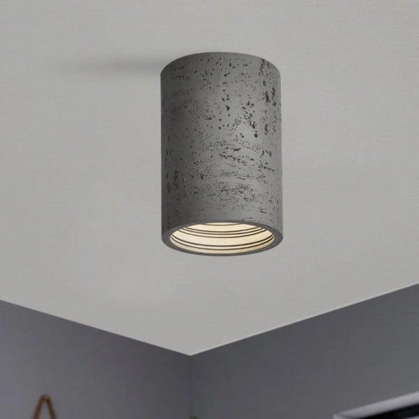Small Natural Travertine LED Ceiling Light – Cylindrical Stone Design M72
