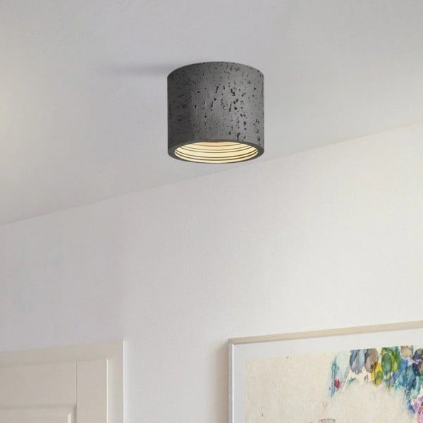 Small Natural Travertine LED Ceiling Light – Cylindrical Stone Design M72