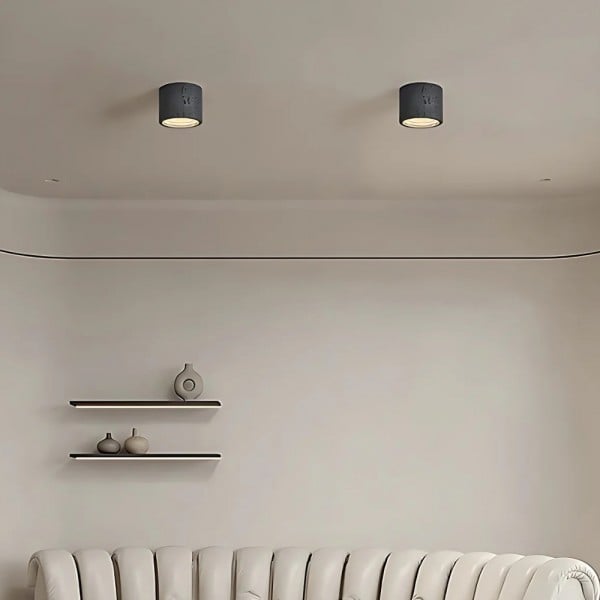 Small Natural Travertine LED Ceiling Light – Cylindrical Stone Design M72