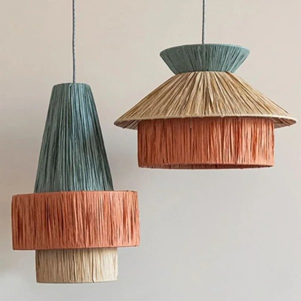 Handgeweven raffia hanglamp – Boho Chic Natural Lighting S239