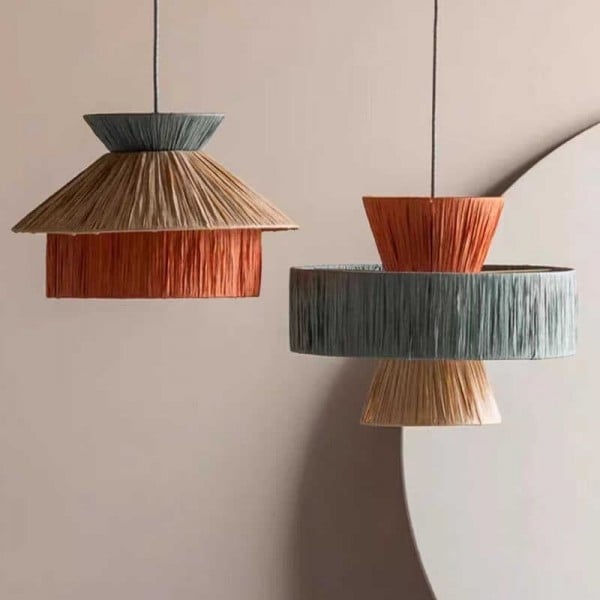 Handgeweven raffia hanglamp – Boho Chic Natural Lighting S239